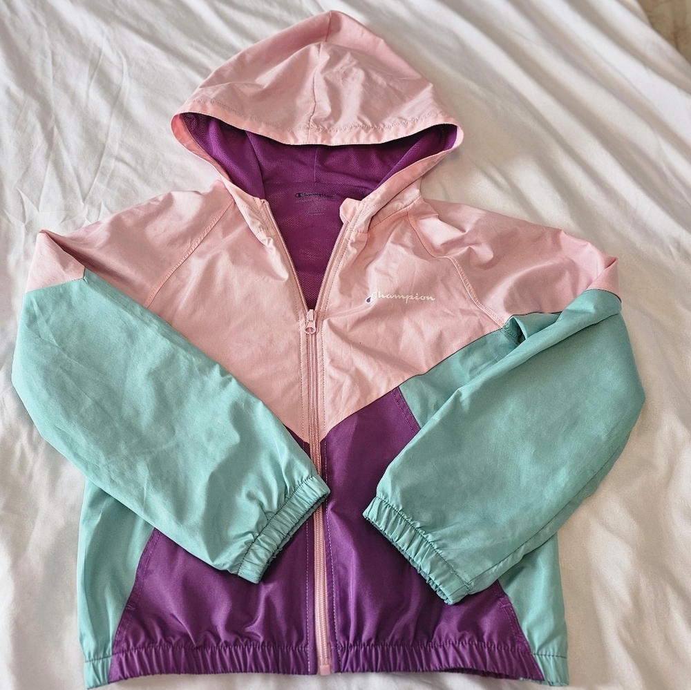 Champion Athleticwear Girls Color‎ Block Hooded Jacket Windbreaker Lightweight